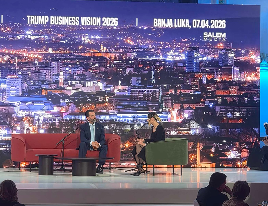 BANJA LUKA, APRIL 7 /SRNA/ – A panel discussion at which the son of the US president, Donald Trump Jr., is speaking has begun at the Banski Dvor in Banja Luka, attended by officials of Republika Srpska and numerous businesspeople.