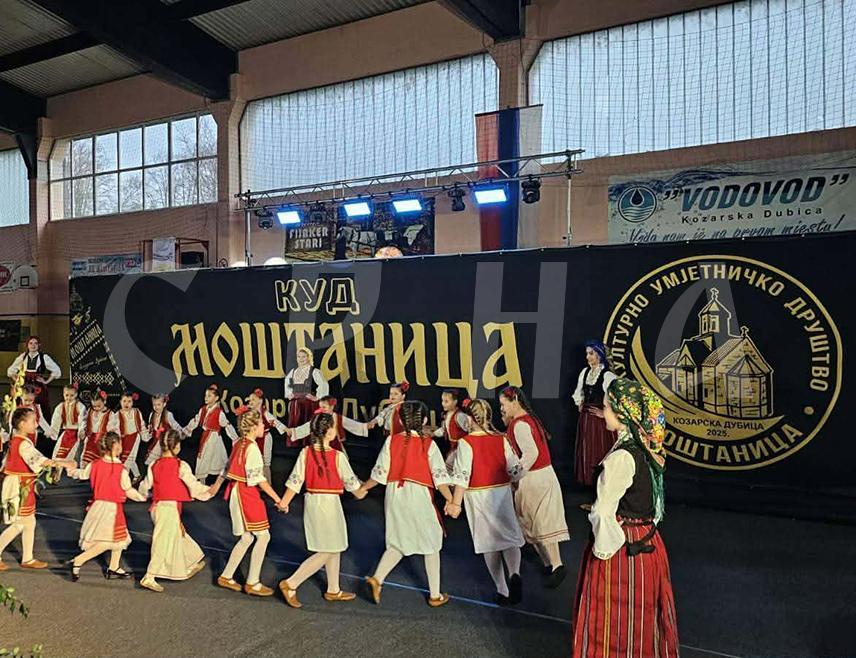 КОЗАРСКА ДУБИЦА, 13. АПРИЛА /СРНА/ - Културно-умјетничко друштво /КУД/ "Моштаница" вечерас је на васкршњем концерту у Козарској Дубици први пут представило публици свој рад којим уједно промовише и Манастир Моштаницу.