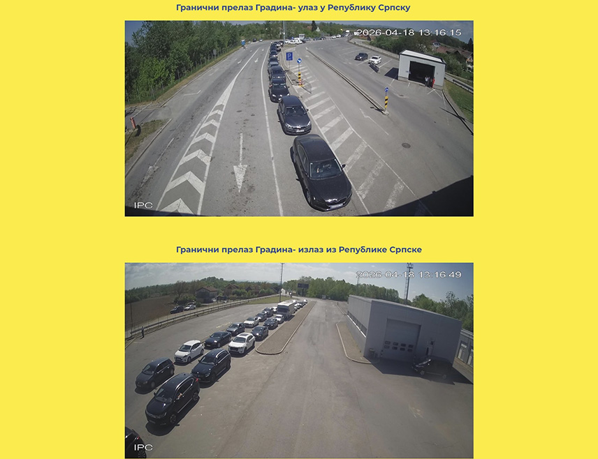 БАЊАЛУКА, 18. АПРИЛА /СРНА/ - На граничним прелазима Градишка и Доња Градина појачана је фреквенција возила у оба смјера, саопштено је из Ауто-мото савеза Републике Српске.