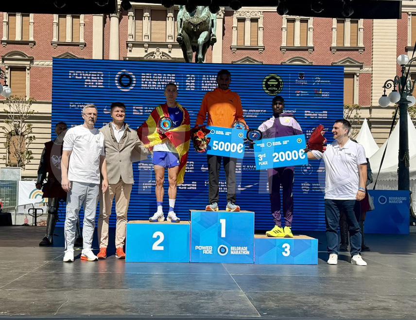 БЕОГРАД, 19. АПРИЛА /СРНА/ - Етиопљанин Гада Гемшиш Гудете побједник је 39. Београдског маратона са временом 2.09.11 часова, чиме је оборен и рекорд стазе.