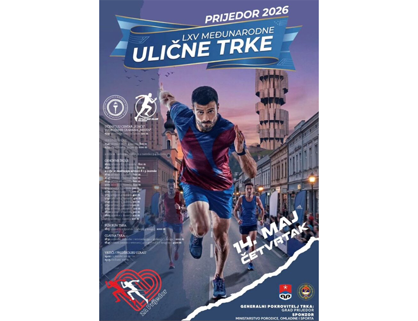 ПРИЈЕДОР, 29. АПРИЛА /СРНА/ - Међународне уличне трке у Приједору биће одржане 14. маја под мотом "Срцем за Приједор", саопштено је данас из Градске управе након сједнице организационог одбора.
