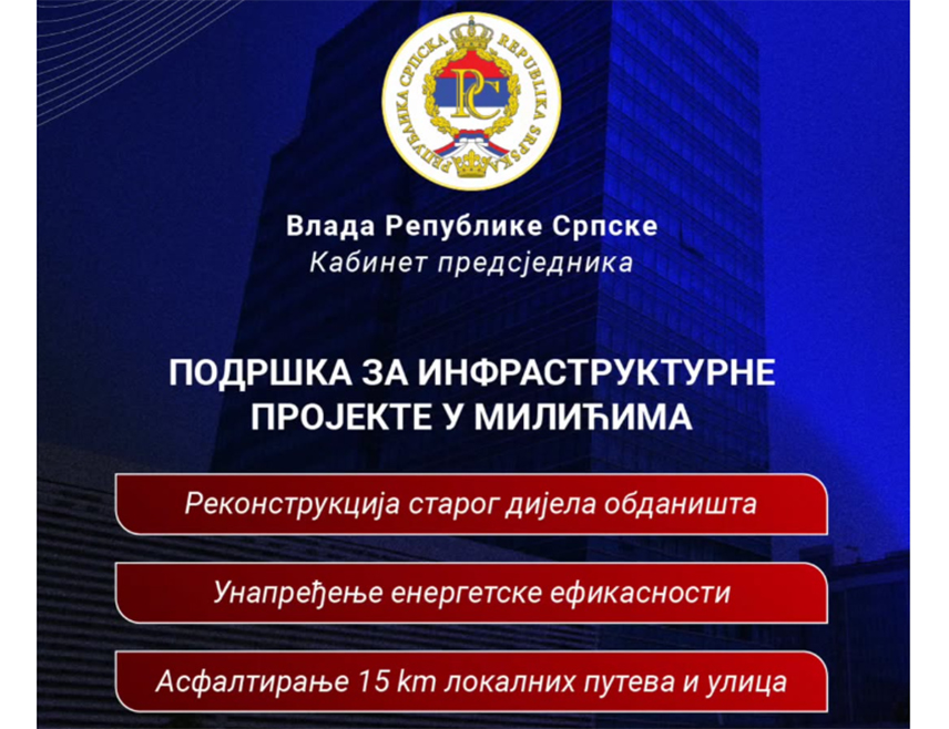 БАЊАЛУКА, 22. МАЈА /СРНА/ - Предсједник Владе Републике Српске Саво Минић истакао је да Милићи добијају подршку Владе Републике Српске за важне инфраструктурне пројекте који ће побољшати услове живота грађана.