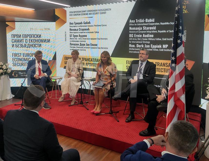 BANJA LUKA, MAY 28 /SRNA/ – Republika Srpska would like to be recognized by the European institutions as a partner, acting director of the Republika Srpska Cooperation Office Ana Trišić-Babić said in Banja Luka at the first European Summit on Economy and Security organised by the Gold Institute.