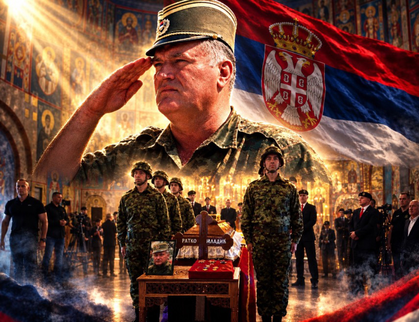 BELGRADE, SEPTEMBER 7 /SRNA/ – Representatives of the Serbia's Government and political parties from Serbia and Montenegro paid tribute today to General Ratko Mladić at St. Luke Church in Vidikovac, Belgrade, where the coffin with the remains of the former commander of the Republika Srpska Army's Main Staff is displayed.