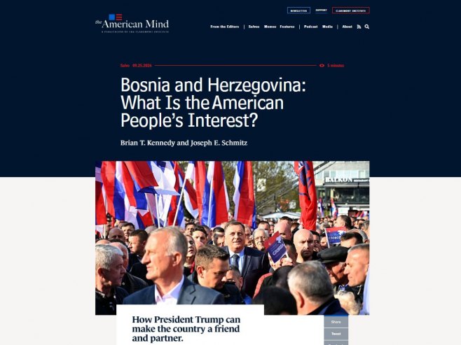 WASHINGTON, SEPTEMBER 25 /SRNA/ - BiH is a place where US economic and strategic interests intersect, but US President Donald Trump could find a powerful ally in President Milorad Dodik, according to an article by Brian Kennedy and Joseph Schmitz titled BiH: What Is in the American People’s Interest?, published by American Minds.
