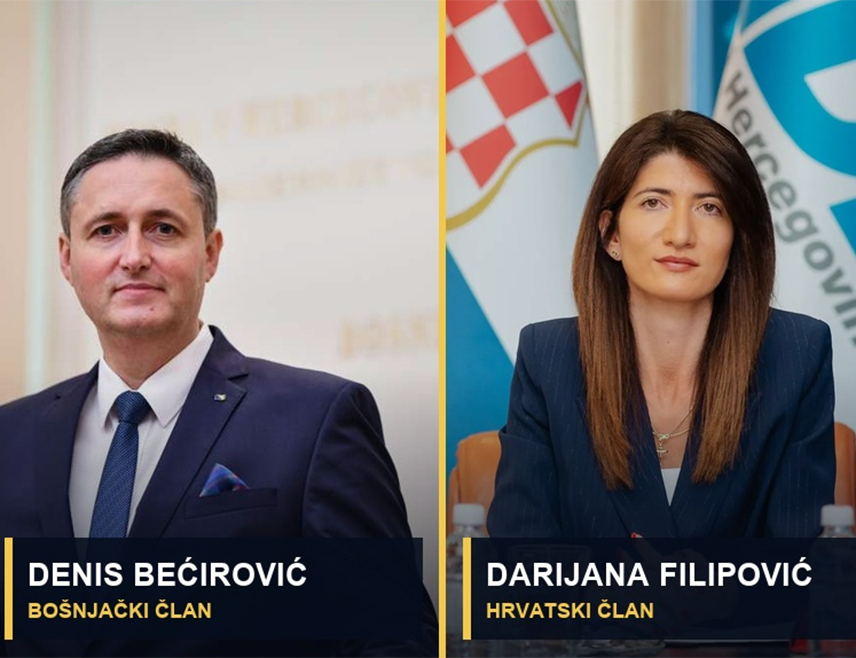САРАЈЕВО, 7. ОКТОБРА /СРНА/ - Кандидат коалиције окупљене око ХДЗ-а Даријана Филиповић води у трци за хрватског члана Предсједништва БиХ са освојених 111.609 гласова, а Денис Бећировић за бошњачког члана Предсједништва БиХ са 215.207 гласова, најновији су подаци ЦИК-а БиХ на основу обрађених 98,64 одсто бирачких мјеста.